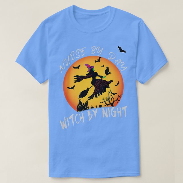 T-shirt Infirmière par Jour Sorcière par Nuit Drôle Hallow (Design devant)