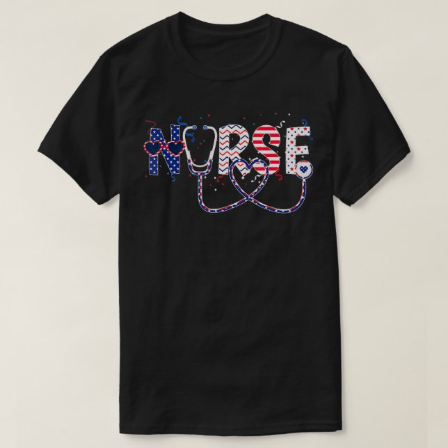 T-shirt Infirmière patriotique usa Américaine 4 juillet In (Design devant)