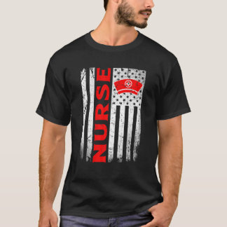 T-shirt Infirmière patriotique vintage en détresse America