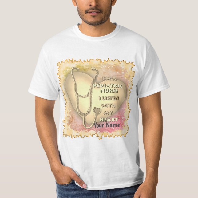 T-shirt Infirmière pédiatrique du coeur jaune (Devant)