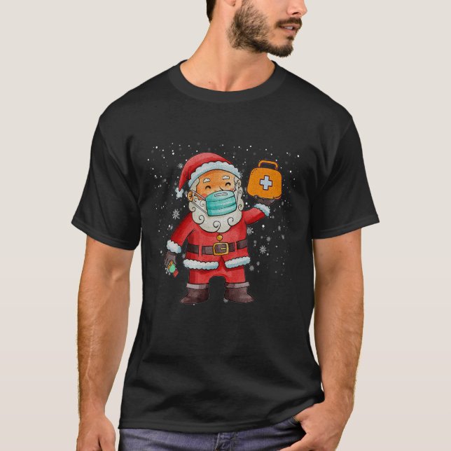 T-shirt Infirmière Père Noël De Noël Avec Stethoscope Et S (Devant)