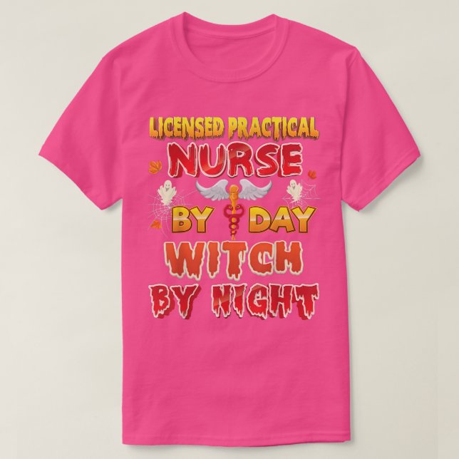T-shirt Infirmière Pratique Autorisée Par Jour Sorcière Ho (Design devant)