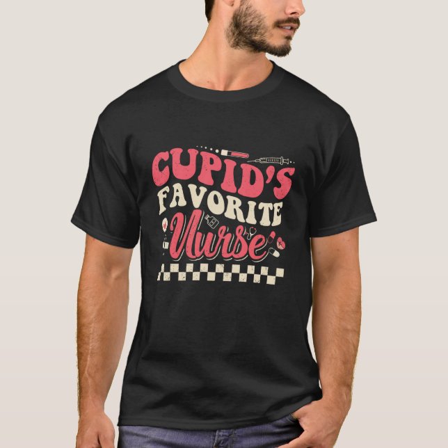 T-shirt Infirmière préférée de Cupid Super Retro Valentine (Devant)