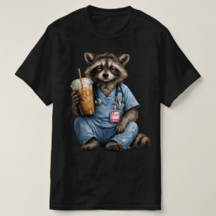 T-shirt Infirmière raton laveur de nuit , Drôle de café gl