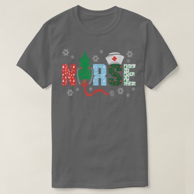T-shirt Infirmière sapin de Noël Infirmières Noël Pyjamas  (Design devant)