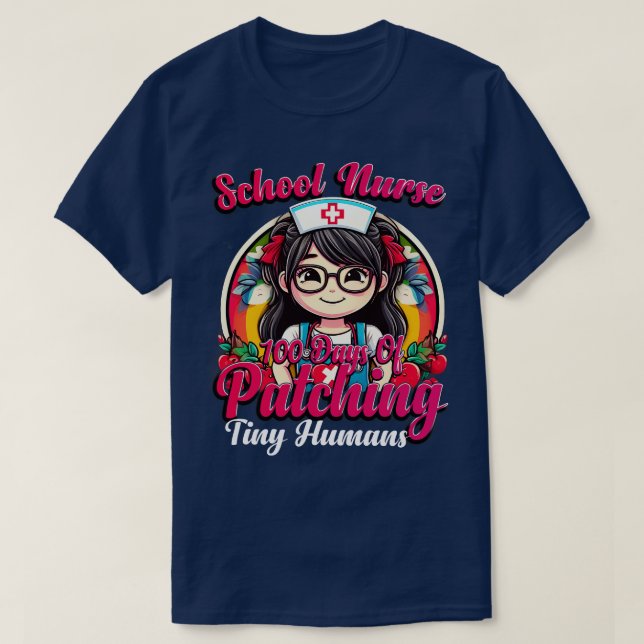 T-shirt Infirmière Scolaire 100 Jours De Patching Tiny Hum (Design devant)