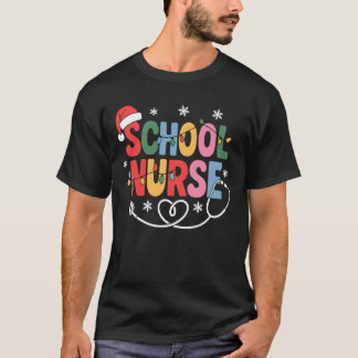 T-shirt Infirmière scolaire Noël Santa Chapeau Humour infi