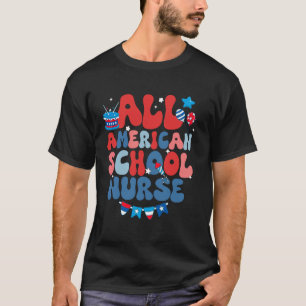 T-shirt Infirmière scolaire tout américaine Drapeau améric