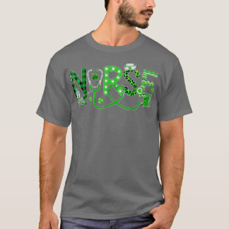 T-shirt Infirmière Shamrock irlandaise Stethoscope Plaid L