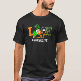 T-shirt Infirmière stéthoscope Vie Gnomes irlandais Infirm