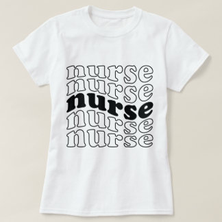 T-shirt Infirmière - Style de police rétro (noir et blanc)