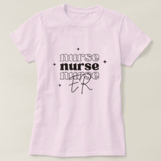 T-shirt Infirmière Urgences Branchée Typographie Ondulée &