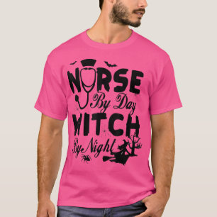T-shirt Infirmière vaccinée de jour Sorcière de nuit Joyeu