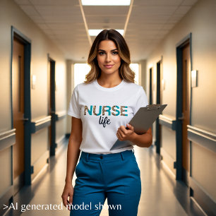 T-shirt Infirmière vie - demi léopard Infirmière