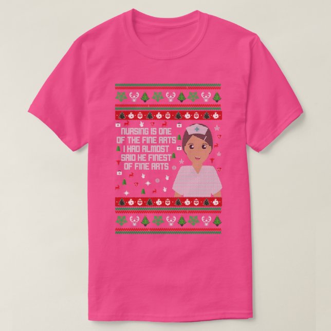 T-shirt Infirmière Vilaine Chandail de Noël (Design devant)