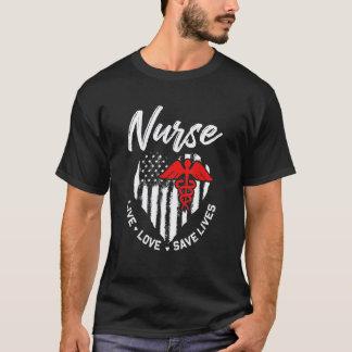 T-shirt Infirmière Vivez Aimez Sauvez Des Vies Symbole Cad