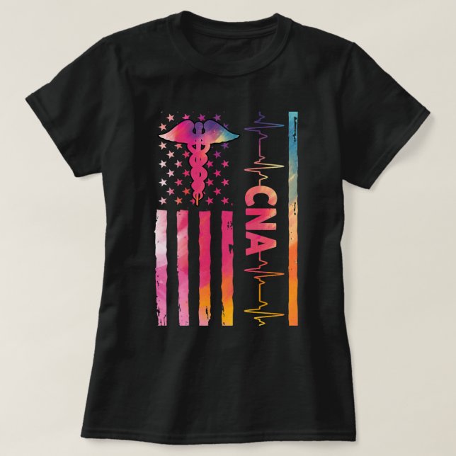 T-shirt Infirmières Drapeau américain CNA Infirmière certi (Design devant)