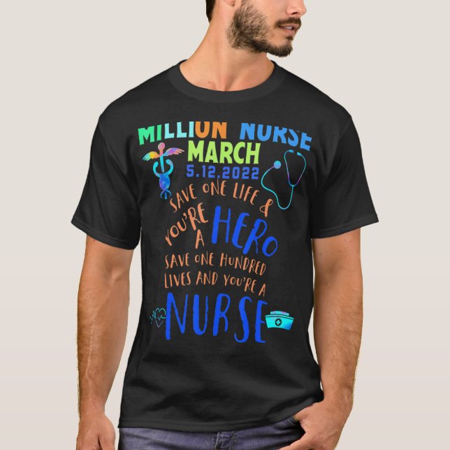 T-shirt Infirmières et infirmiers unis mars million Infirm (Devant)