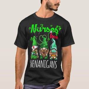 T-shirt Infirmières Love Shenanigans Gnomes Shamrocks St P