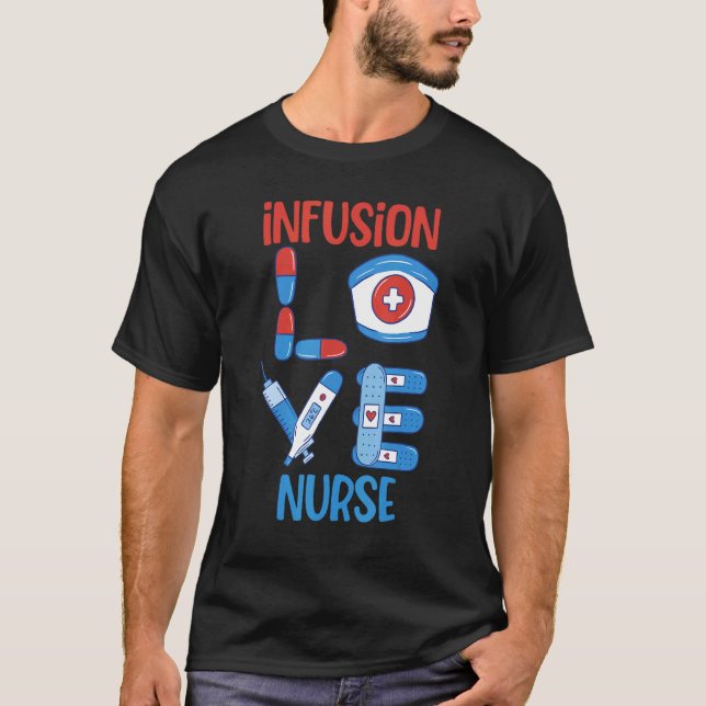 T-shirt Infusion Infirmière Amour Infirmière Design (Devant)