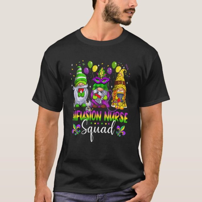 T-shirt Infusion Infirmière Escouade Gnomes Équipage Mardi (Devant)