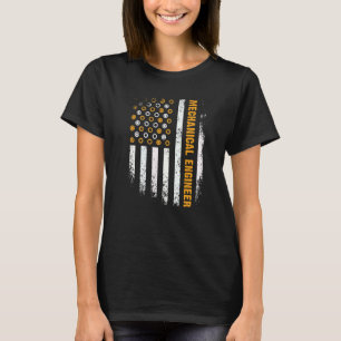 T-shirt Ingénierie Engrenage Roue Dentée Drapeau USA Ingén