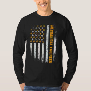 T-shirt Ingénierie Engrenage USA Drapeau Ingénieur Mécani