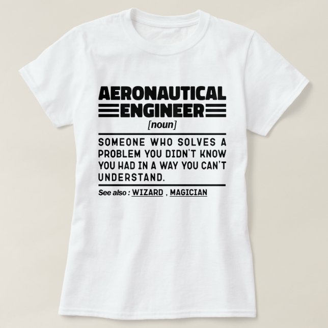 T-shirt Ingénieur aéronautique Noun Définition Drôle Trava (Design devant)