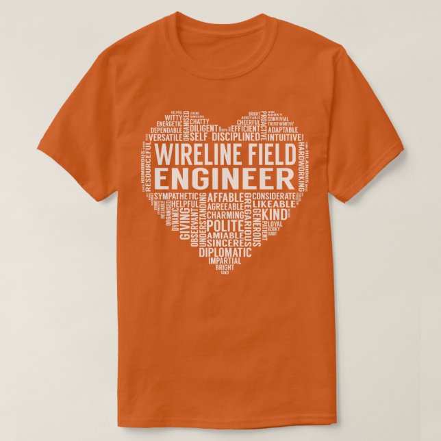 T-shirt Ingénieur de champ filaire Coeur (Design devant)