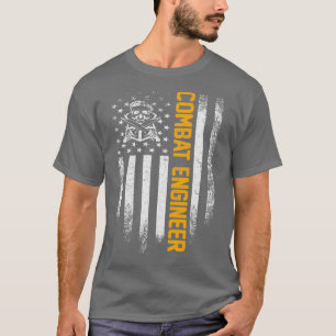 T-shirt Ingénieur de combat vintage Drapeau américain Patr