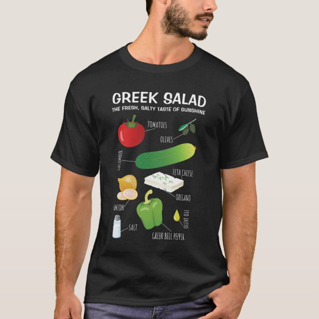 T-shirt Ingrédients de salade grecs - Un goût de soleil (Devant)