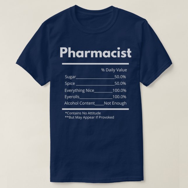 T-shirt ingrédients du pharmacien (Design devant)
