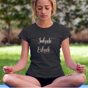 T-shirt Inhale Exhale Zen Rose Gold Foil Metallic