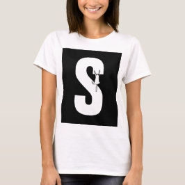 T-shirt Initiale avec/ pendaison chat doodle drôle