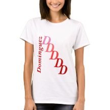 T-shirt - Initiale dans les tons rouges avec nom