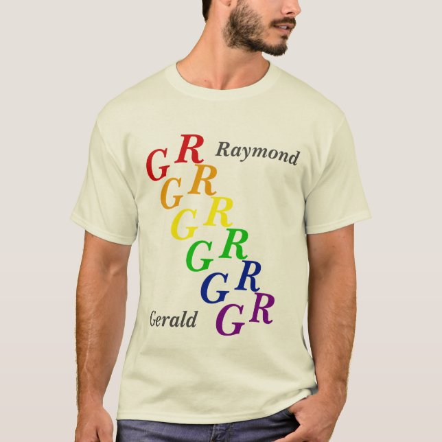 T-Shirt - Initialen in Pride-Farben (Vorderseite)