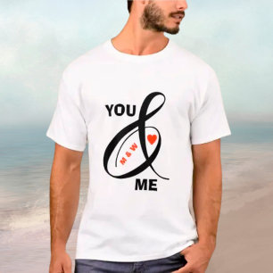 T-shirt Initiales romantiques personnalisées Coeur