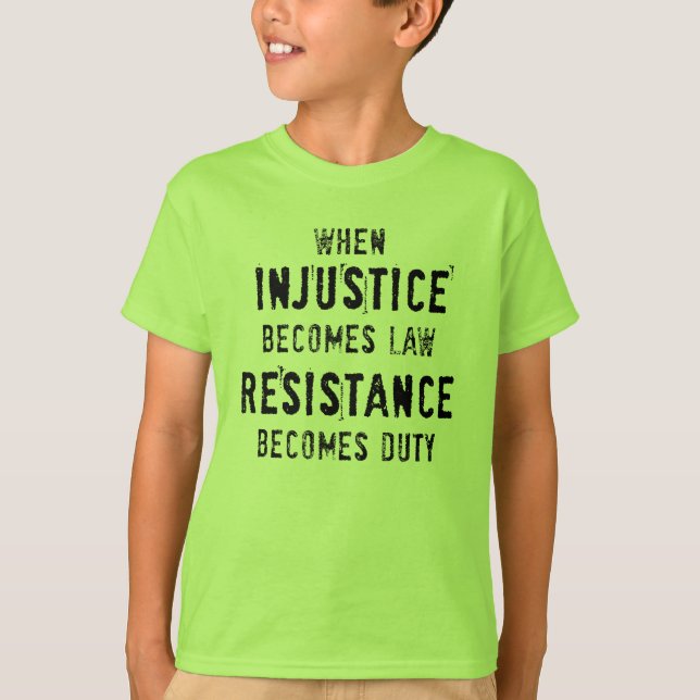 T-shirt Injustice et devoir Tee, pour les enfants (Devant)