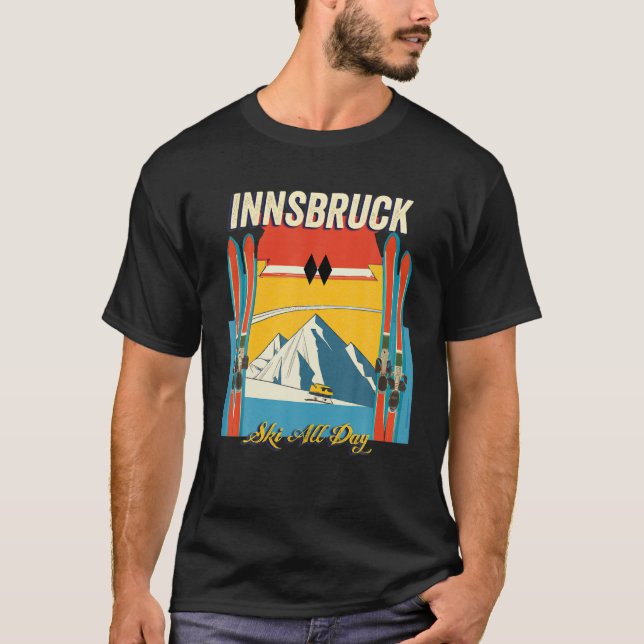 T-shirt Innsbruck Austria Ski Toute la journée - Retro Vin (Devant)