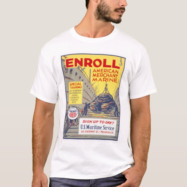 T-shirt Inscrivez-vous la marine marchande américaine - (Devant)