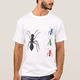 T-shirt Insectes de silhouettes de fourmi Noir Bleu Vert e