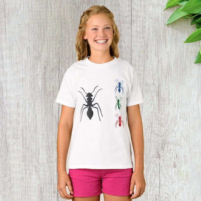 T-shirt Insectes de silhouettes de fourmi Noir Bleu Vert e (Créateur téléchargé)