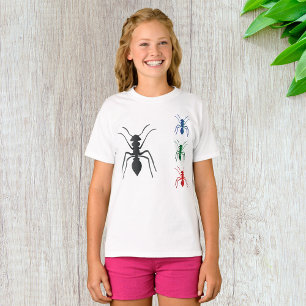 T-shirt Insectes de silhouettes de fourmi Noir Bleu Vert e
