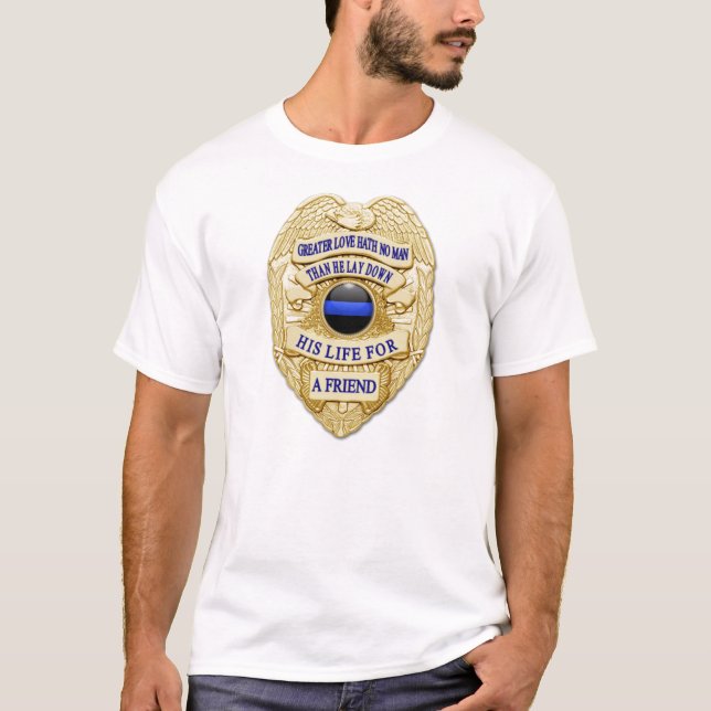T-shirt Insigne de ligne bleue mince (Devant)