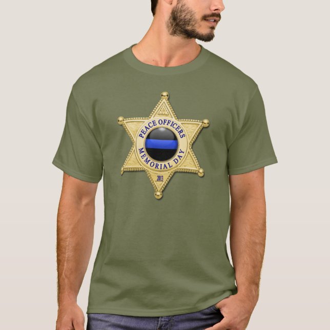 T-shirt Insigne de ligne bleue mince (Devant)