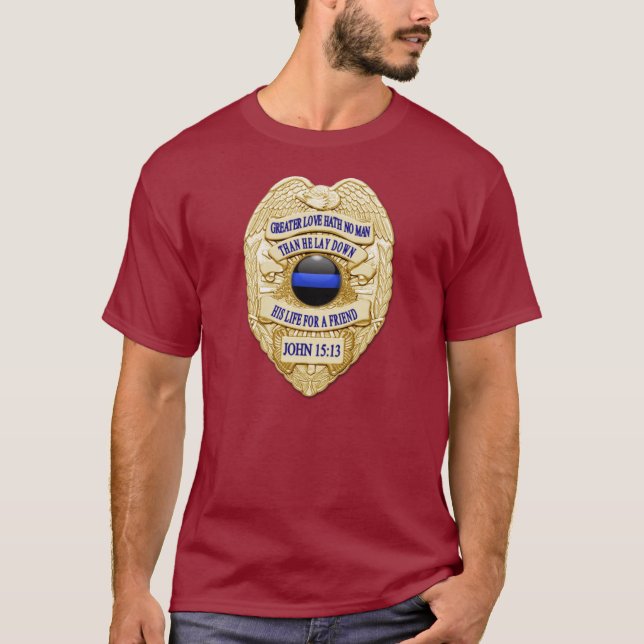 T-shirt Insigne de ligne bleue mince (Devant)