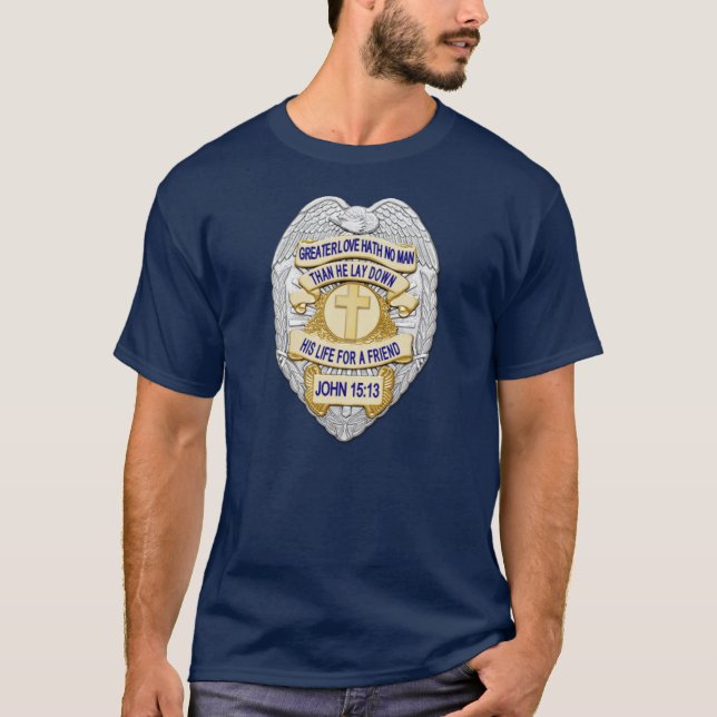 T-shirt Insigne de ligne bleue mince (Devant)