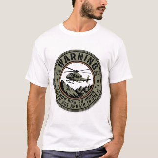 T-shirt Insigne de pilote d'hélicoptère – Attention Je sai