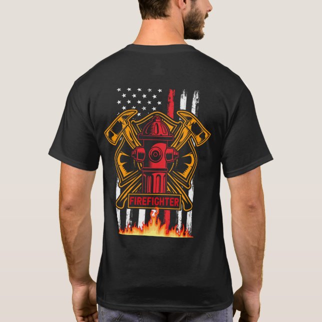 T-shirt Insigne et drapeau du service d'incendie du pompie (Dos)