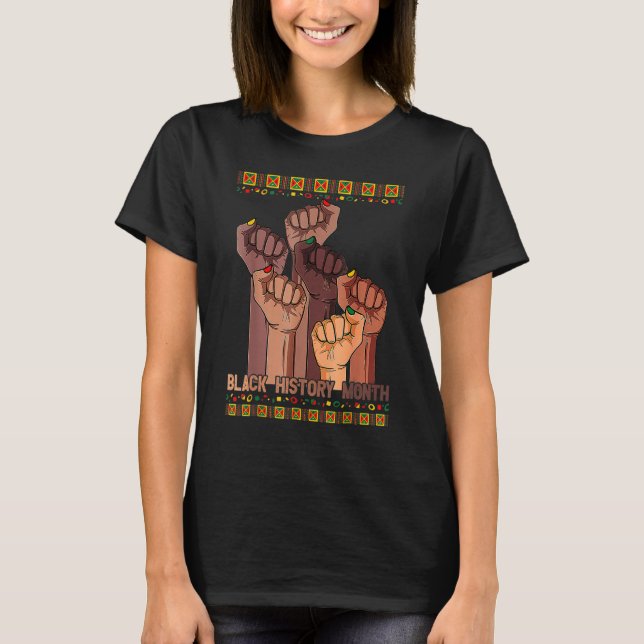 T-shirt Inspirational Leaders Power Fist Hand Black Histor (Devant)